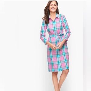 Talbots Petite Fauna Plaid Belted Shirtdress